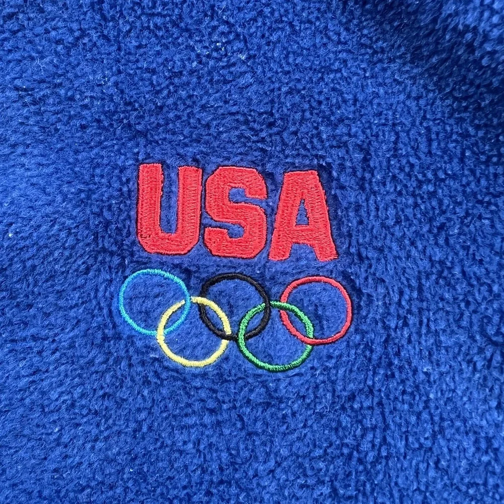 United States Olympic Committee USA Men Large Blue Fleece Athletic Vest Unisex